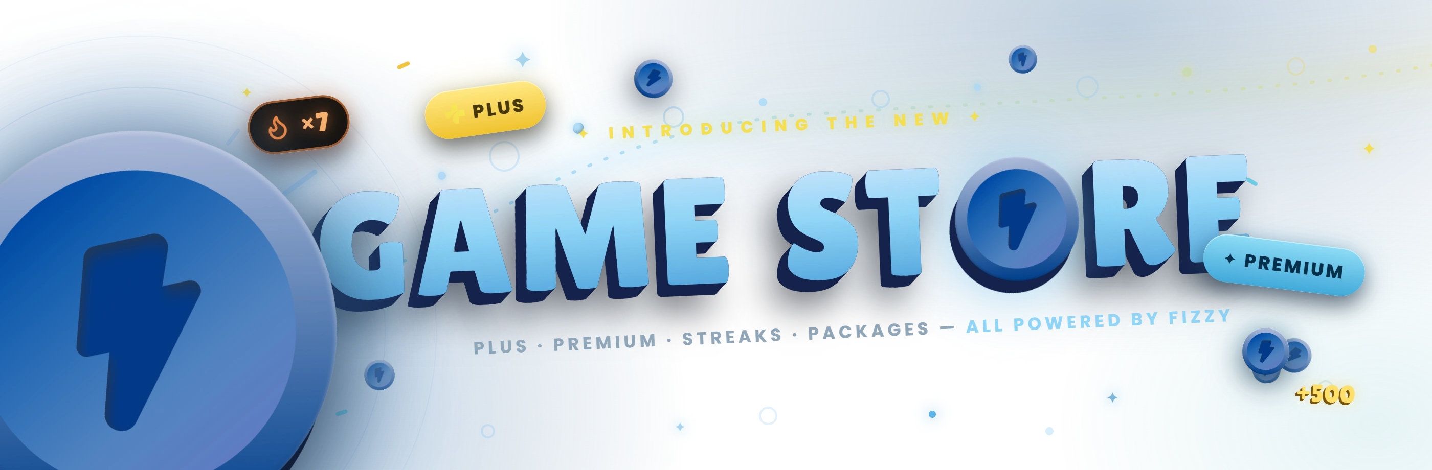 The Game Store — cosmetics, streaks and packages, all powered by Fizzy